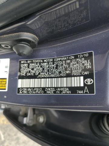 JTDKN3DU4B0267931 - 2011 TOYOTA PRIUS GRAY photo 12