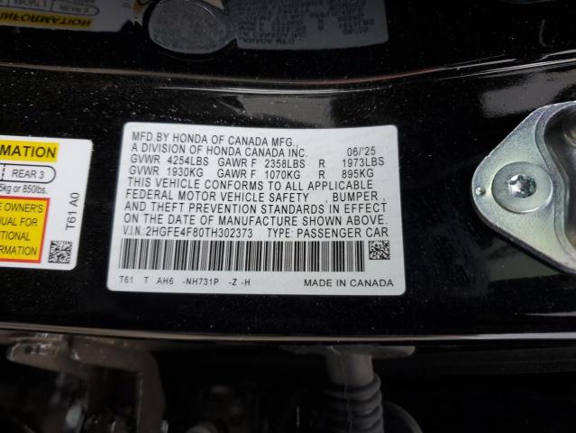 2HGFE4F80TH302373 - 2026 HONDA CIVIC SPORT BLACK photo 13