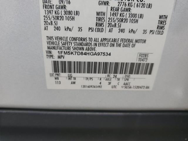 1FM5K7D84HGA97534 - 2017 FORD EXPLORER XLT WHITE photo 14