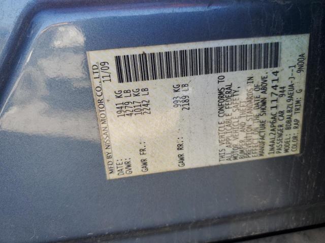 1N4AL2AP6AC117414 - 2010 NISSAN ALTIMA BASE GRAY photo 12