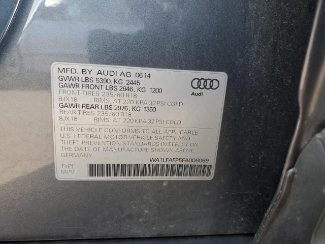 WA1LFAFP5FA006069 - 2015 AUDI Q5 PREMIUM PLUS Մոխրագույն լուսանկար 13