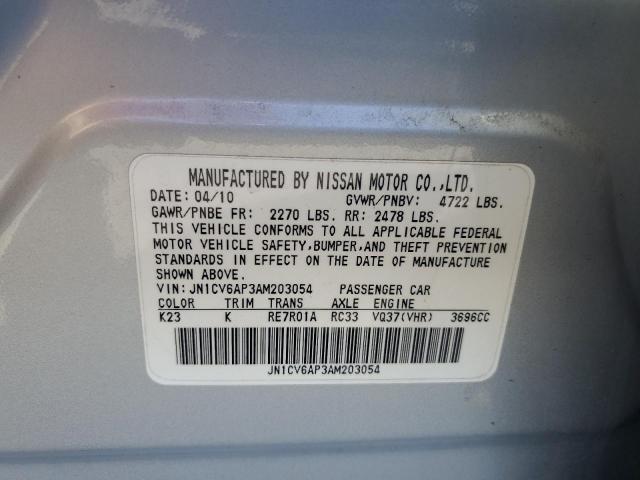 JN1CV6AP3AM203054 - 2010 INFINITI G37 BASE SILVER photo 13