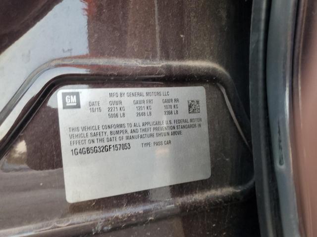 1G4GB5G32GF157053 - 2016 BUICK LACROSSE 勃艮第红 照片 12