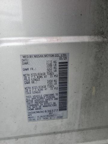 5N1DR2MN3KC636577 - 2019 NISSAN PATHFINDER S Plata foto 13