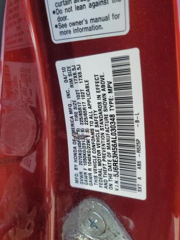 5J6RE3H56AL030348 - 2010 HONDA CR-V EX BURGUNDY photo 13