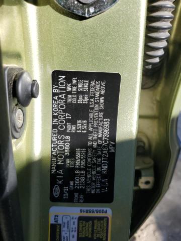 KNDJT2A67C7396983 - 2012 KIA SOUL + GREEN photo 13