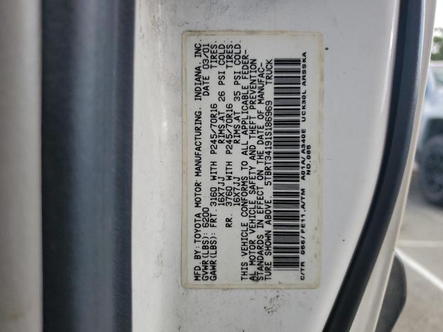 5TBRT34191S186969 - 2001 TOYOTA TUNDRA ACCESS CAB WHITE photo 12