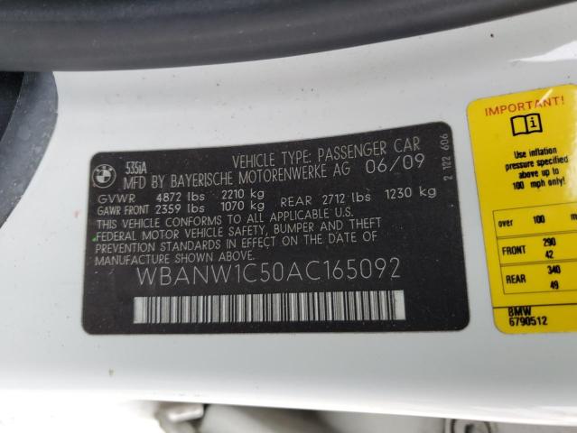 WBANW1C50AC165092 - 2010 BMW 535 I WHITE photo 13