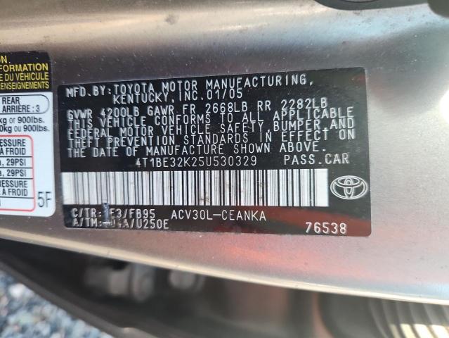 4T1BE32K25U530329 - 2005 TOYOTA CAMRY LE Bej foto 12