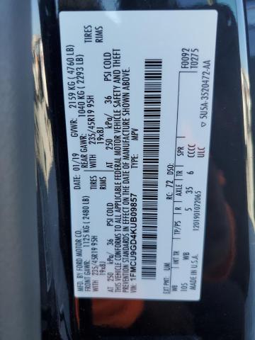 1FMCU9GD4KUB09857 - 2019 FORD ESCAPE SE Սև լուսանկար 14