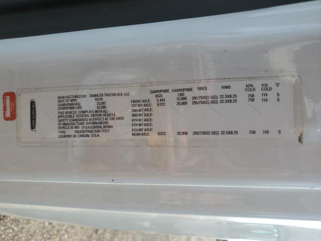 1FUJGLDV5HLJB7644 - 2017 FREIGHTLINER CASCADIA 1 أبيض صورة 10
