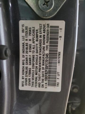 19XFB2F55FE701345 - 2015 HONDA CIVIC LX გრაფიტი ფოტო 12