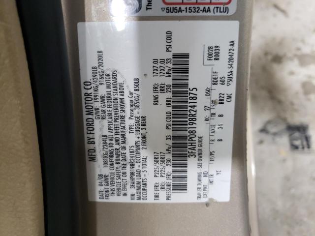 3FAHP08198R241875 - 2008 FORD FUSION SEL GOLD photo 12