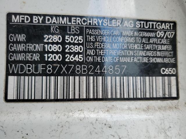 WDBUF87X78B244857 - 2008 MERCEDES-BENZ E 350 4MATIC WHITE photo 12