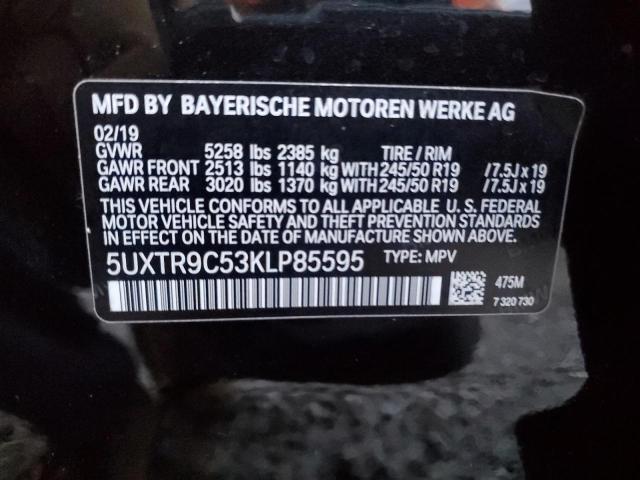 5UXTR9C53KLP85595 - 2019 BMW X3 XDRIVE30I BLACK photo 13