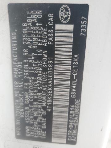 4T1BK3EK4AU606891 - 2010 TOYOTA CAMRY SE Ақ фото 13