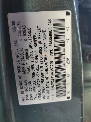 1HGCP26718A157200 - 2008 HONDA ACCORD EX GREEN photo 12