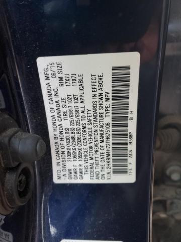 2HKRM4H72FH675106 - 2015 HONDA CR-V EXL BLUE photo 12