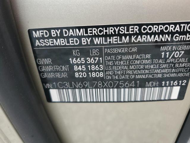 1C3LN69L78X075641 - 2008 CHRYSLER CROSSFIRE LIMITED Qızıl foto 12