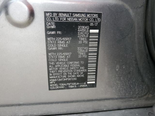 KNMAT2MT3HP587230 - 2017 NISSAN ROGUE S GRAY photo 12