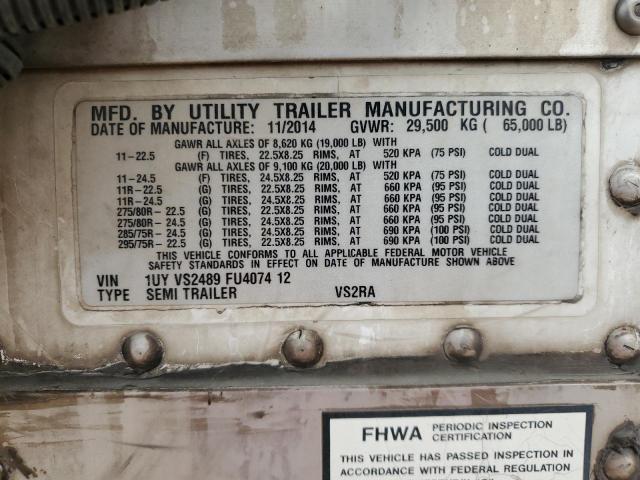 1UYVS2489FU407412 - 2015 UTILITY VS2RA WHITE photo 10