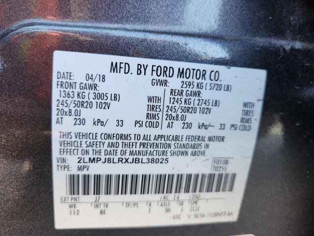 2LMPJ8LRXJBL38025 - 2018 LINCOLN MKX RESERVE Szary zdjęcie 14