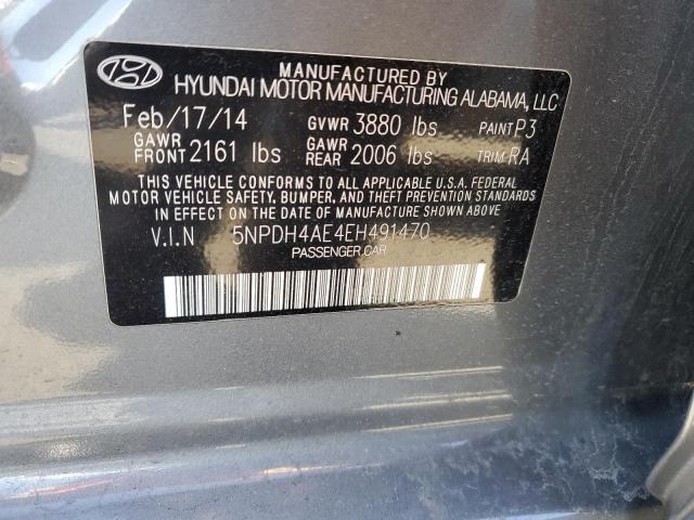 5NPDH4AE4EH491470 - 2014 HYUNDAI ELANTRA SE GRAY photo 12