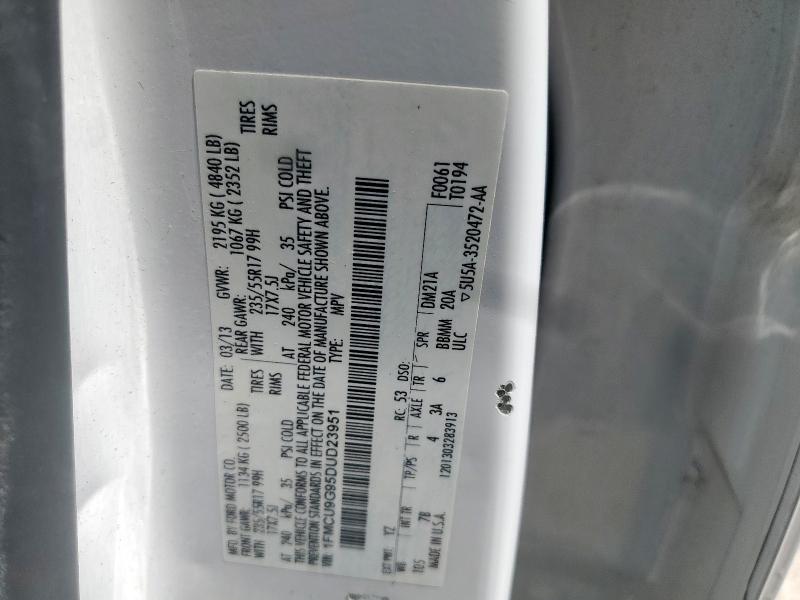 1FMCU9G95DUD23951 - 2013 FORD ESCAPE SE WHITE photo 13