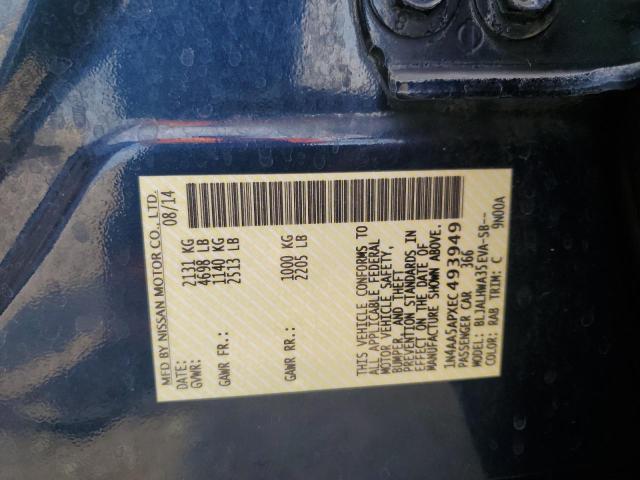 1N4AA5APXEC493949 - 2014 NISSAN MAXIMA S BLUE photo 12