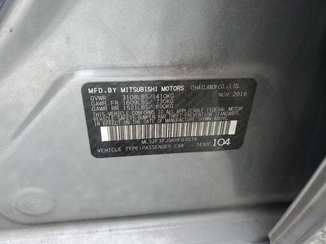 ML32F3FJ5KHF07074 - 2019 MITSUBISHI MIRAGE G4 ES ნაცრისფერი ფოტო 12