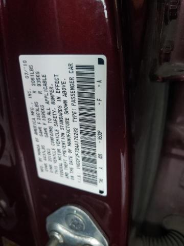 1HGCP2F79AA176292 - 2010 HONDA ACCORD EX MAROON photo 12