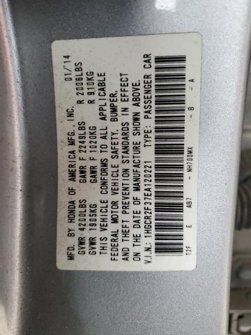 1HGCR2F37EA120221 - 2014 HONDA ACCORD LX SILVER photo 12