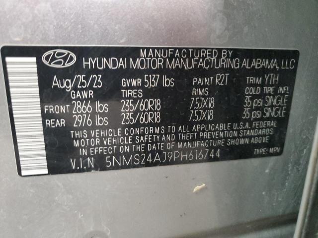 5NMS24AJ9PH616744 - 2023 HYUNDAI SANTA FE SEL Сріблястий фото 13