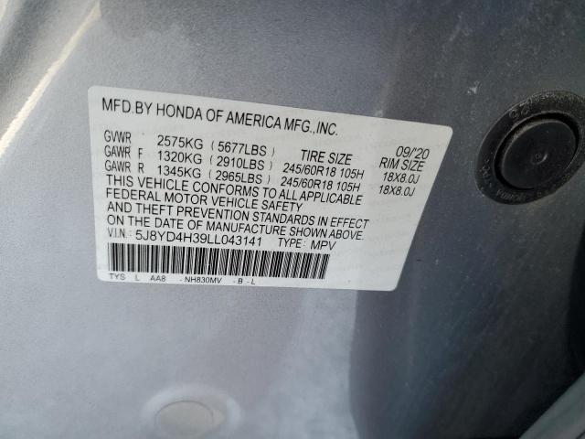 5J8YD4H39LL043141 - 2020 ACURA MDX SILVER photo 14