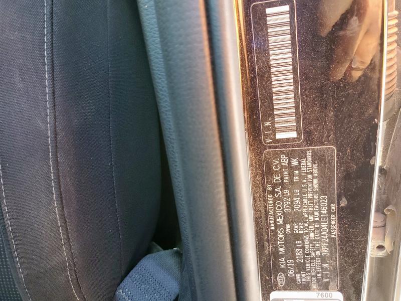 3KPF24AD4LE146023 - 2020 KIA FORTE FE BLACK photo 12