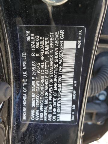 SHHFK7H75HU401389 - 2017 HONDA CIVIC EXL შავი ფოტო 12