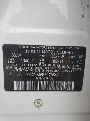 3KPC24A68LE125843 - 2020 HYUNDAI ACCENT SE WHITE photo 12
