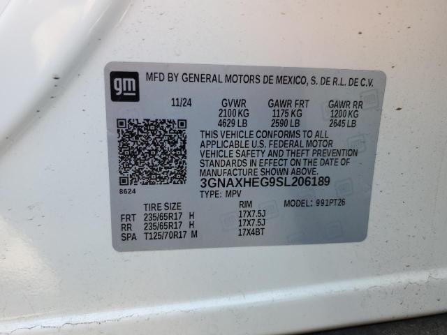 3GNAXHEG9SL206189 - 2025 CHEVROLET EQUINOX LT WHITE photo 13