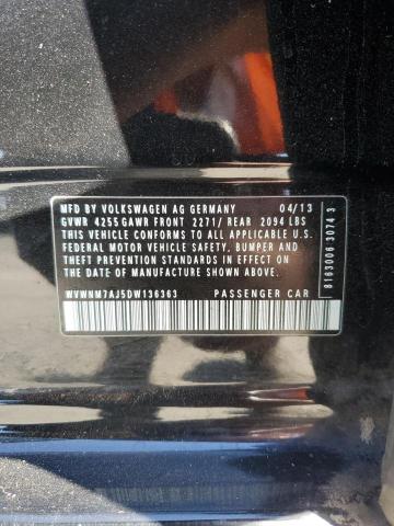 WVWNM7AJ5DW136363 - 2013 VOLKSWAGEN GOLF 黑色 照片 12