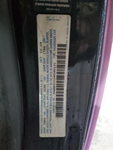 3VWBM31Y24M345131 - 2004 VOLKSWAGEN NEW BEETLE GL 粉色 照片 12