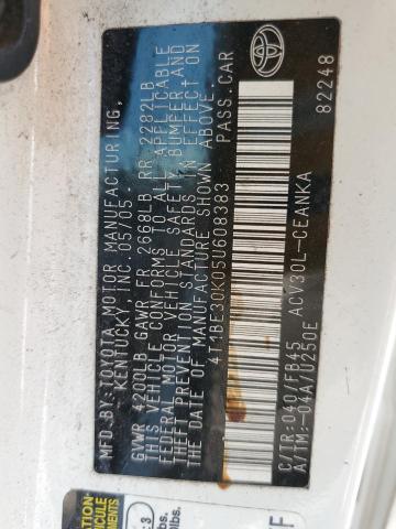 4T1BE30K05U608383 - 2005 TOYOTA CAMRY LE WHITE photo 12