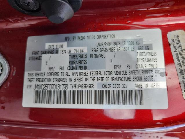 JM1NC25F070131798 - 2007 MAZDA MX-5 MIATA BURGUNDY photo 13