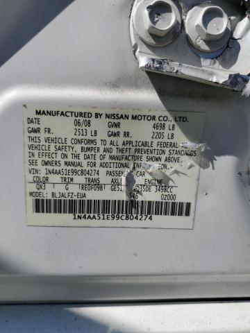 1N4AA51E99C804274 - 2009 NISSAN MAXIMA S 白色 照片 12