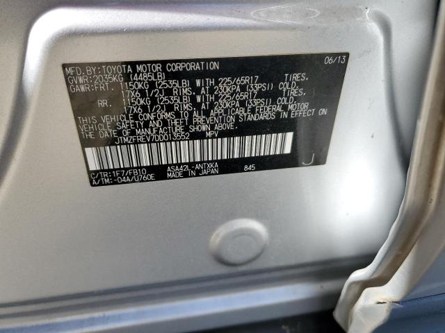 JTMZFREV7DD013552 - 2013 TOYOTA RAV4 LE SILVER photo 12