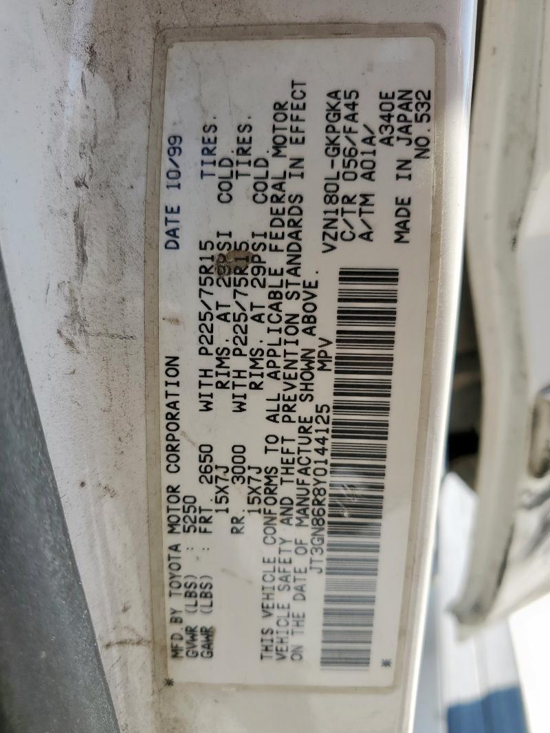 JT3GN86R8Y0144125 - 2000 TOYOTA 4RUNNER SR5 WHITE photo 13