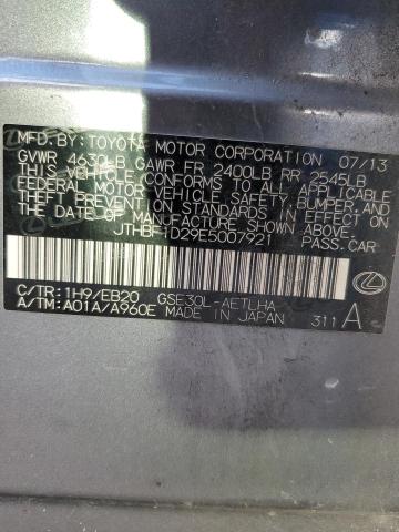 JTHBF1D29E5007921 - 2014 LEXUS IS 250 GRAY photo 12