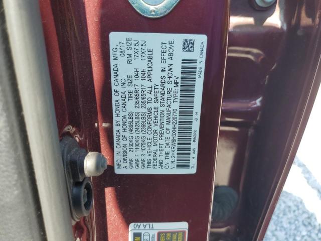 2HKRW6H3XHH220770 - 2017 HONDA CR-V LX MAROON photo 14