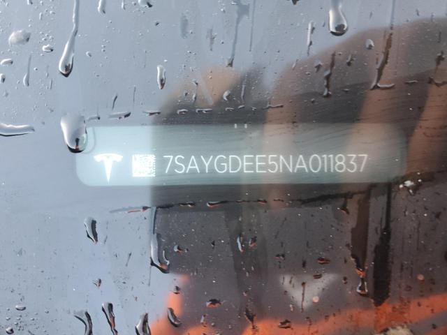 7SAYGDEE5NA011837 - 2022 TESLA MODEL Y BLUE photo 12