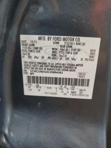 1FMCU9DG3CKB84383 - 2012 FORD ESCAPE XLT BLUE photo 13