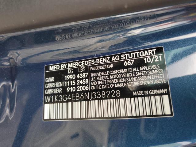 W1K3G4EB6NJ338228 - 2022 MERCEDES-BENZ A 220 BLUE photo 12